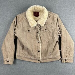 Womens Corduroy Jacket Sherpa Lined Trucker Beige XL Gemini Cream Flap Pockets